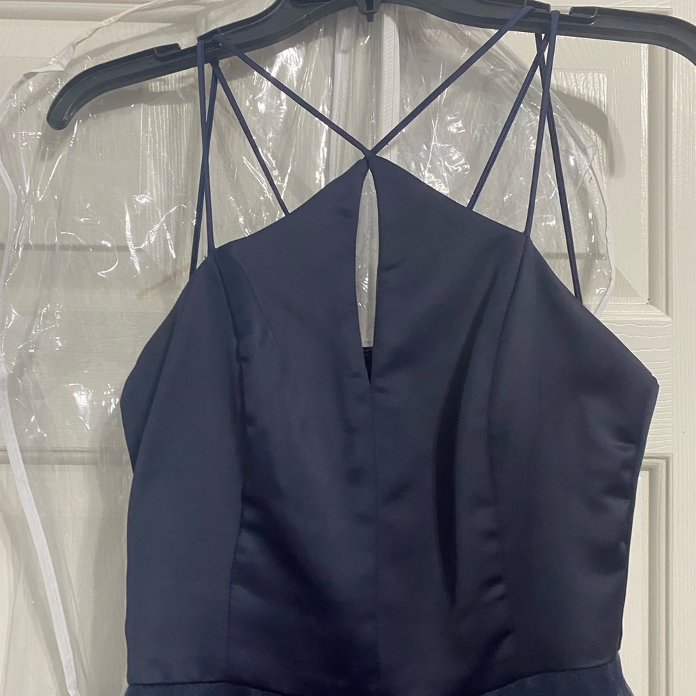 NAVY BLUE SATIN TOP GOWN - Picture 2 of 3